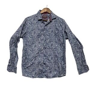 Johnston‎ Murphy Mens Button Down Shirt Size M Paisley Long Sleeve Preppy Casual